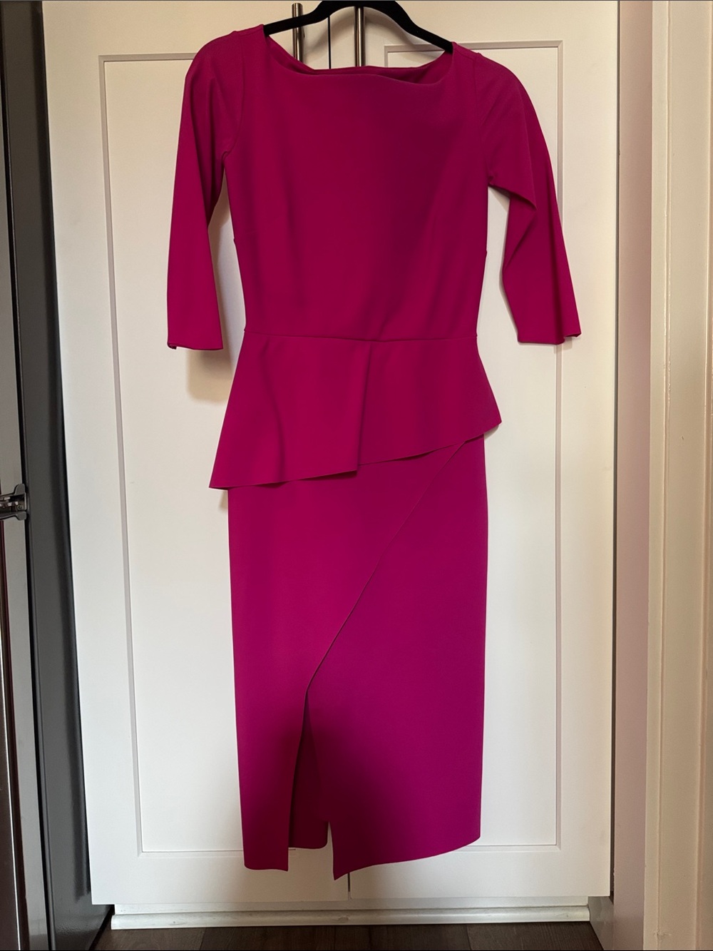 Chiara Boni Fuchsia Peplum Midi Dress